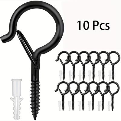 TEMU 10/20/40 Q-shaped Hanger Outdoor String Light Screw-in Hooks With Safety , Swivel Hanger For Wall Ceiling Screw-in Flower Pot Eye Hooks, For Garden Lights Image