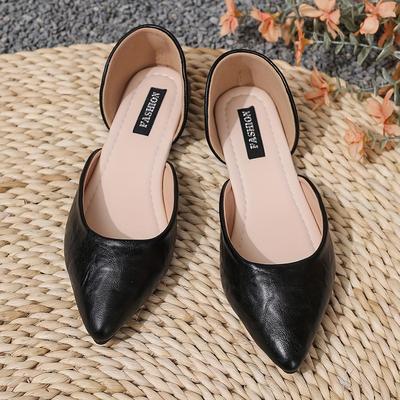 TEMU Women's Pointed Toe Slip-on Shoes - Synthetic Cover With Non-slip Tpr Sole, Comfortable Soft Insole & Durable Versatile Design For Casual & Formal Wear Image
