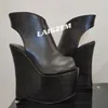 BERZIMER Frauen Stiefeletten Peep Toe Plattform Zip Up 20 cm High Heels Kurze Stiefel Handgemachte Weibliche Schuhe Frau Große Größe 38 38 47