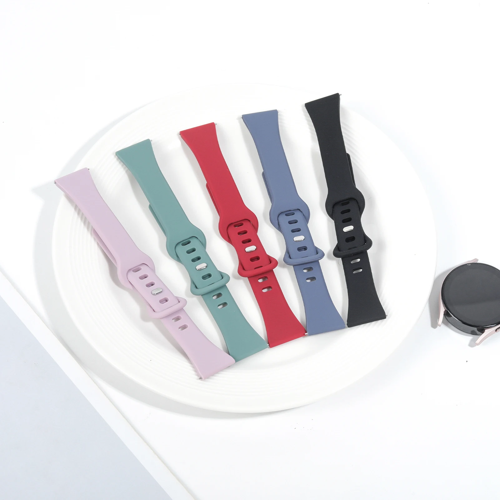 Schlankes Silikonarmband für Samsung Galaxy Watch 7/FE/5/pro/6/4/Classic/Active 2 20/22 mm Uhrenarmband Huawei Watch GT/5/4/3/2 Band Image