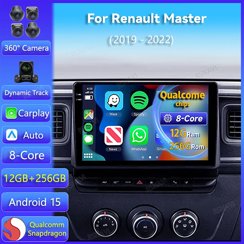 Android 15 Carplay Auto Für Renault Master 2019 2020 - 2022 Auto Radio Navigation DVD Video Player DSP Stereo 360 kamera Drahtlose