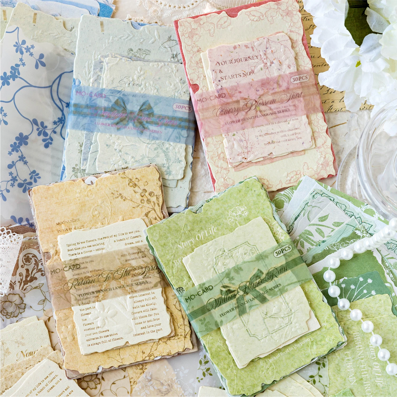 30 Blatt/Beutel Gemischtes Materialpapier Scrapbook Geprägtes Papier DIY Magazin-Collage Retro Hintergrundpapier Schreibwaren Image