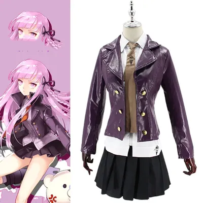 Neue Dangan ronpa Kirigiri Kyoko Cosplay Kostüme Uniformen Perücken Anime Halloween Damen bekleidung Image