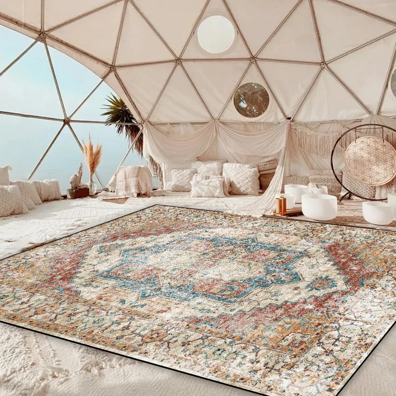 Große Teppiche im böhmischen Stil für die Wohnzimmerdekoration, Vintage-Perserteppich, rutschfeste Couchtisch-Seitenmatte, Schlafzimmer-Lounge-Teppich Image