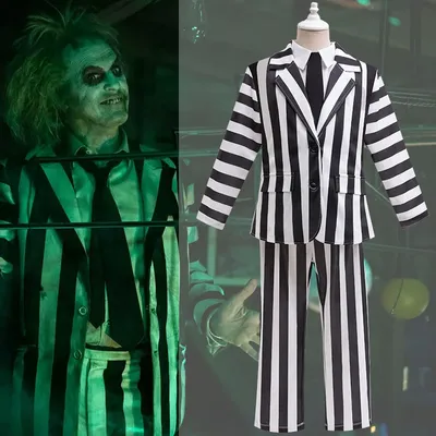 Anime Cosplay Käfer Juicee Männer schwarz und weiß gestreiften Anzug Horror Halloween Kostüm Perücke Image