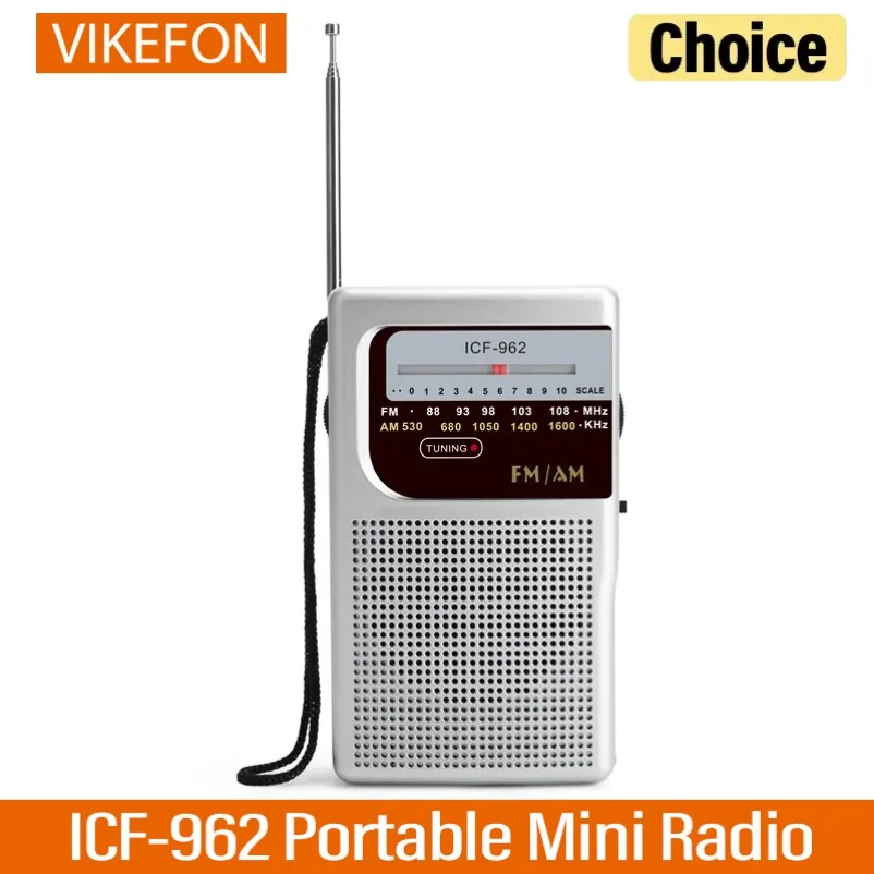 ICF-962 Mini-Radio, FM-AM, FM, batteriebetrieben, tragbares Radio, bester Empfang, langlebig, für Laufen, Gehen, Zuhause, Soundbox Image