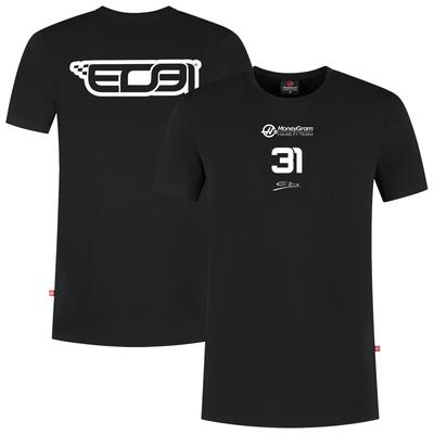 Haas F1 Moneygram Esteban Ocon Drivers Print T-Shirt – Schwarz Image