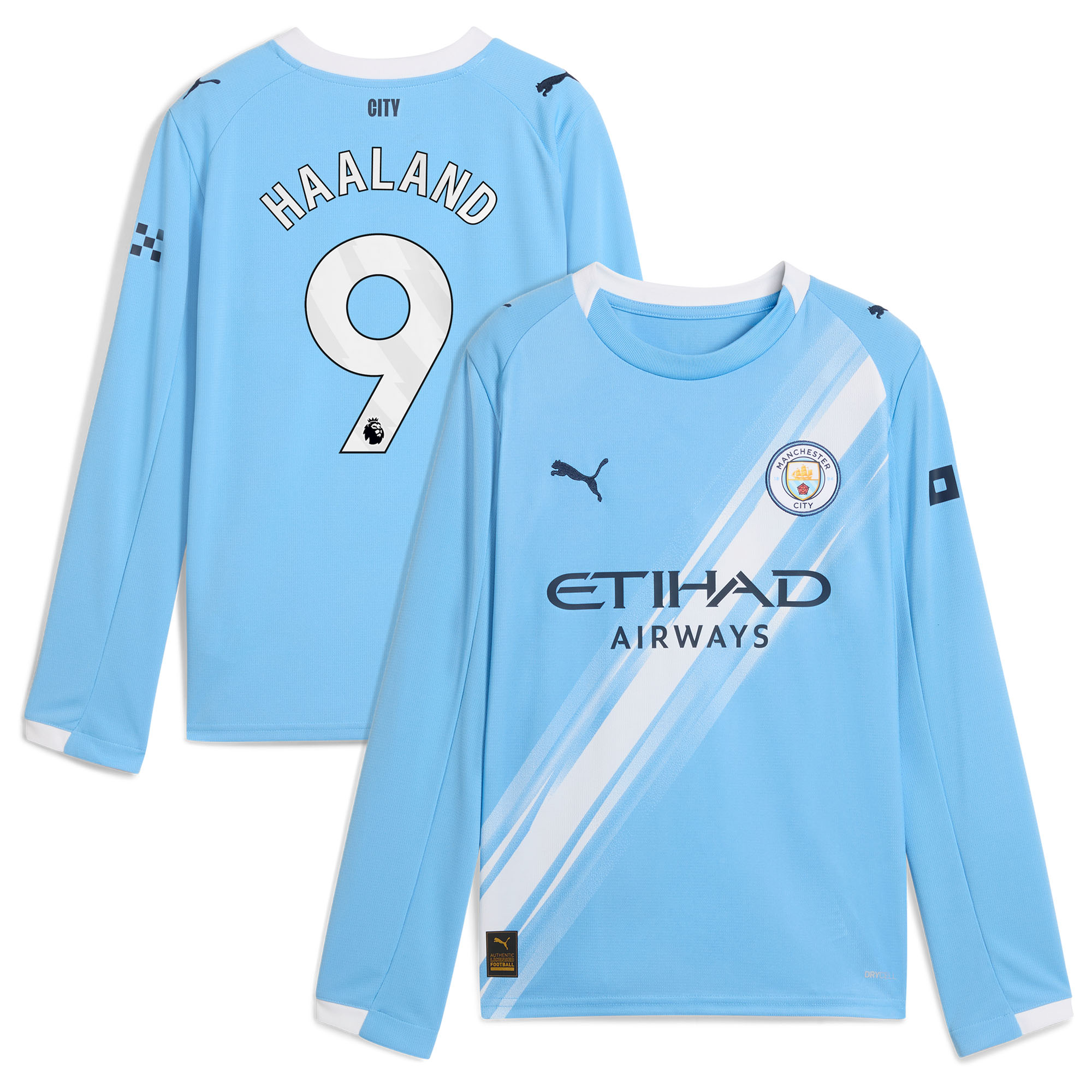 Manchester City PUMA Heimtrikot 2025-26 - Langarm - Kinder mit Aufdruck Haaland 9 Image