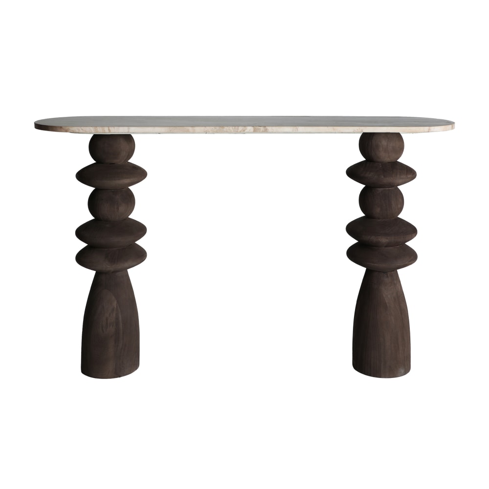 Consolle in legno di mango color marrone opaco 130x33x80 cm