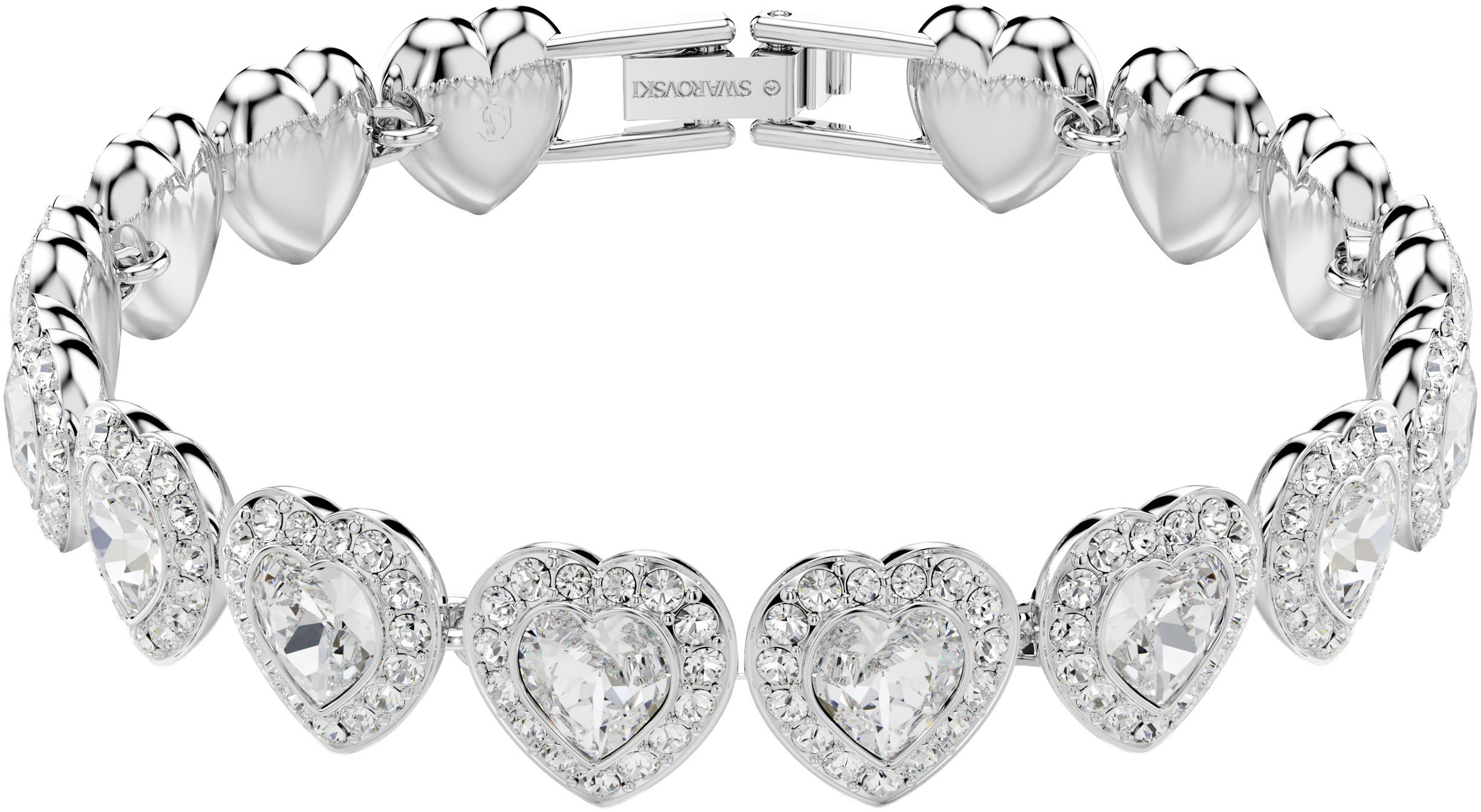 Armband SWAROVSKI "Schmuck Geschenk Ariana Grande Armkette Herz", silber (metallfarben, kristallweiß, kristallweiß), Armbänder, Damen, Metall, mit Swarovski Kristall Image