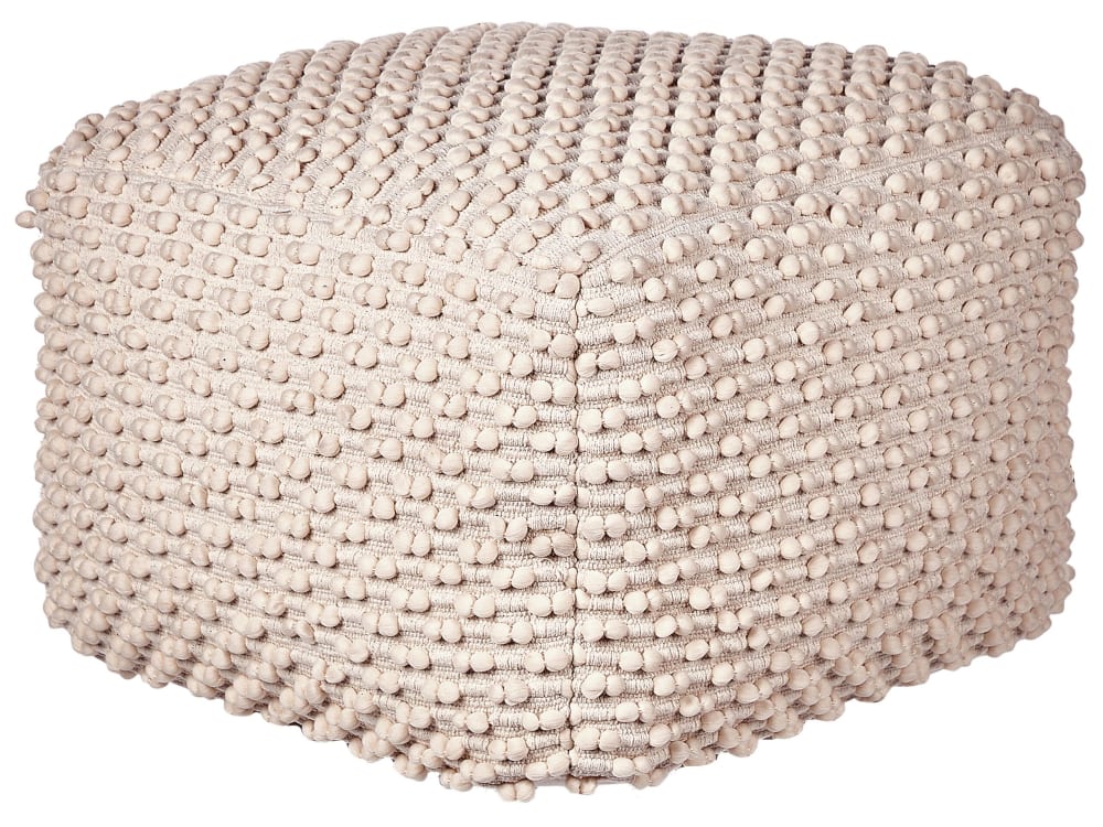 Pouf en tissu beige 50x35cm