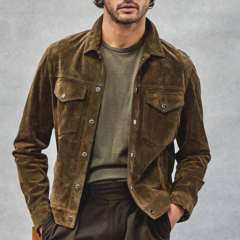 Men's Shirt Jacket Transition Jacket Daily Lightweight Pocket Spring Fall Plain Classic Lapel Khaki Jacket