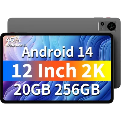 Tablet 12 inch Android 14 Tablets, T60 with 256GB Storage(Expand to 1TB), Unisoc T616 CPU,