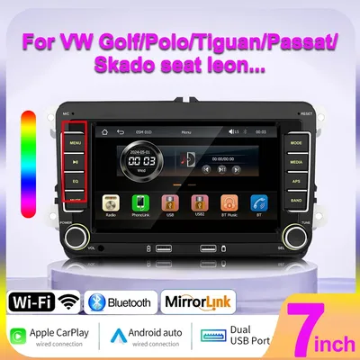 For VW Volkswagen Passat B7 B6 Golf Touran Polo Tiguan Jetta 7inch for Carplay Android Auto Mirror