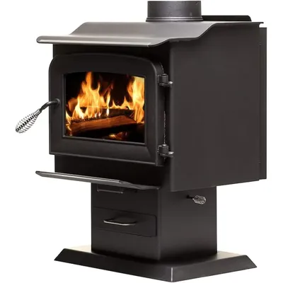 Pedestal Wood Burning Stove, Heats 1,200 Sq. Ft., EPA Certified, AW1120E-P, Black