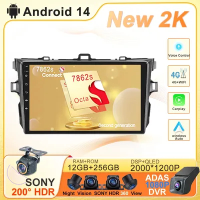 Android 14 Car Stereo Radio for Toyota Corolla 2006 2007 2008 2009 2010 2011 2012 2013 Multimedia