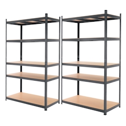 ECD Germany 2er Set Schwerlastregal 200x100x60 cm Anthrazit, 5 MDF Böden, 875kg, Steckregal Lagerregal Metallregal Image