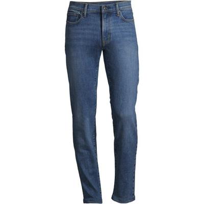Stretch Denim Jeans, Slim Fit, Men, size: 36, regular, Blue, Cotton-blend, by Lands' End