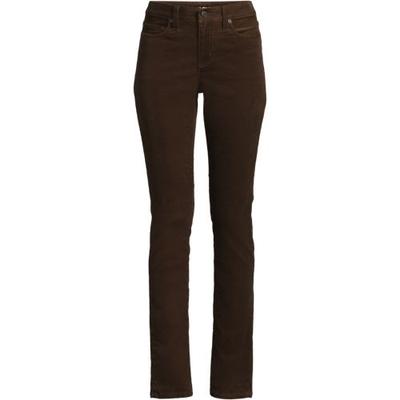 Straight Leg Stretch Cord Jeans, Mid Rise, Women, size: 8 28, petite, Brown, Cotton-blend, by Lands' End