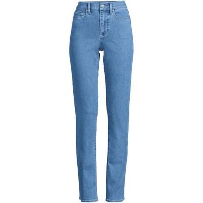 Recover Straight Leg Jeans, High Waisted, Women, size: 24/30, plus, Blue, Cotton-blend, by Lands' End