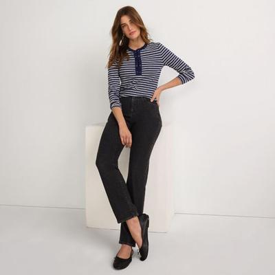 Straight Leg Jeans, High Waisted, Women, size: 16 32, regular, Black, Cotton-blend/Poly-blend, by Lands' End