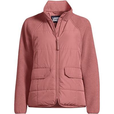 Sherpa and Quilt Jacket, Women, size: 24-26, plus, Red, Polyester, by Lands' End