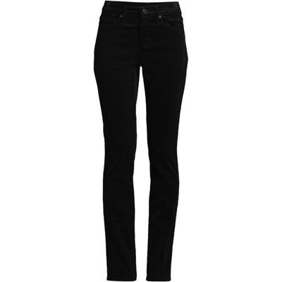 Straight Leg Needlecord Jeans, Mid Rise, Women, size: 26/30, plus, Black, Cotton-blend, by Lands' End