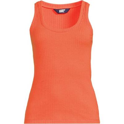 Pointelle Ribbed Scoop Neck Vest, Women, size: 16-18, regular, Orange, Spandex/Cotton-blend, by Lands' End