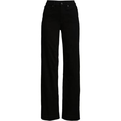 Wide Leg Jeans, High Waisted, Women, size: 12 30, regular, Black, Cotton-blend/Poly-blend, by Lands' End