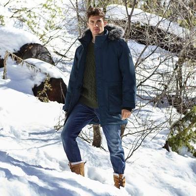 Waterproof Expedition Down Parka, Men, size: 42-44, regular, Blue, Polyester, by Lands' End
