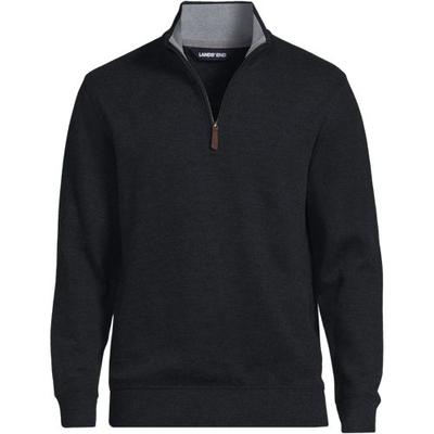 Brushed Rib Half Zip Jumper, Men, size: 38-40, regular, Black, Cotton, by Lands' End