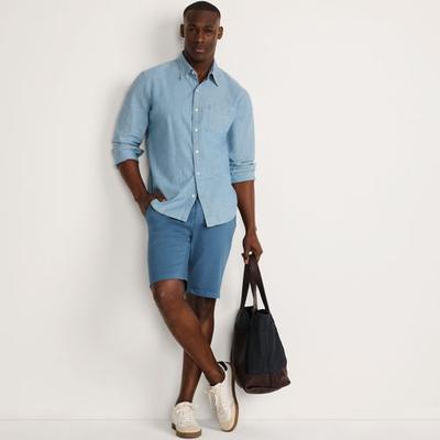 Stretch Chino Shorts, Slim Fit, Men, size: 40, regular, Blue, Cotton-blend, by Lands' End
