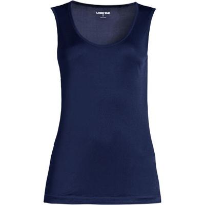 Lightweight Silk Interlock Vest, Women, size: 24-26, plus, Blue, Silk, by Lands' End