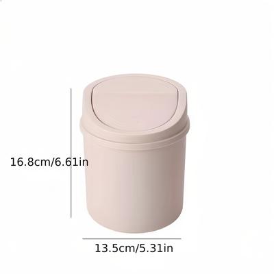 TEMU 2025 Portable Desktop Trash Can - Space-saving, Easy-to-clean Mini Waste Bin For Use, Durable Plastic Material, Flip- Image