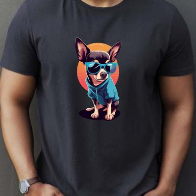TEMU Chihuahua In 80's T Shirt, Tees For Men, Casual Short Sleeve T-shirt For Summer Image