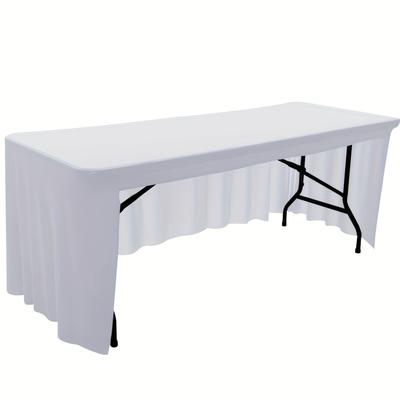 TEMU Rectangular Spandex Table Cover - 1 Pack Stretch Tablecloth Skirt, Polyester Spandex Machine Fit Occasions Image