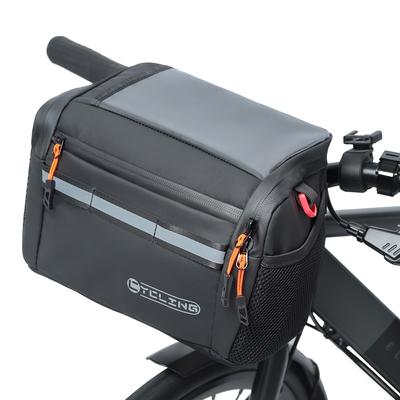 TEMU Bike Handlebar Bag, Bicycle Cooler Storage With Touch Screen Phone Holder, Reflective Large Cycling Front Pouch, Shoulder Bag For Outdoor Hiking Bike Image