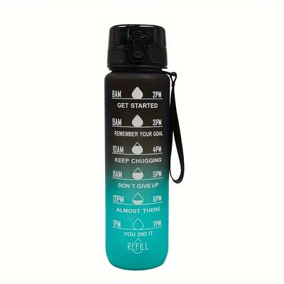 TEMU 32oz Bpa-free Leakproof Sports Water Bottle With , Straw, And Gradient - Hand Wash, Round Shape, Pc Material - Ideal For Fitness And Outdoor Activities Image