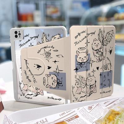 TEMU Ipad9/8/7 Protective Case Ipd6 10th .9-inch 360-degree Rotating Acrylic Transparent With Pen Slot Image