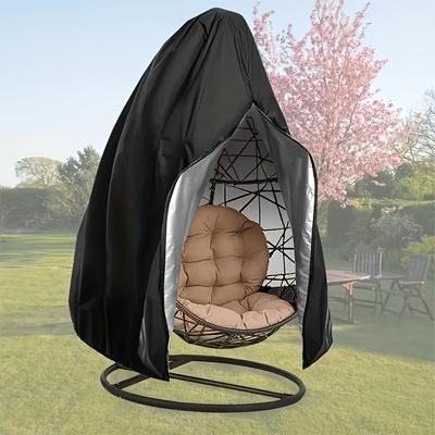 TEMU 1 Easy-going Terrace Egg Chair Cover, Swing Egg Hanging Chair Cover With Zipper, Outdoor Rattan Single Seater Egg Chair Cover, Black Image