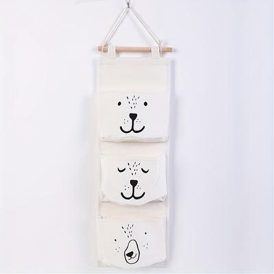TEMU 3-tier Cartoon Printed Wall Hanging Storage Bag - Cute , Fabric Organizer For Bedroom, Door Back Cloth Storage For Clothes, Toys, And Sundries - Home And Dorm Use, Hanging Storage Image