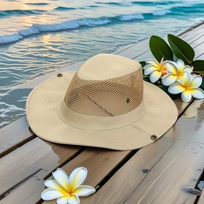 TEMU Carrken Unisex Uv Protection Bucket Hat - Sporty Summer Sun Hat With Wide Brim & Mesh Back For Hiking, Fishing, And Outdoor Activities Image