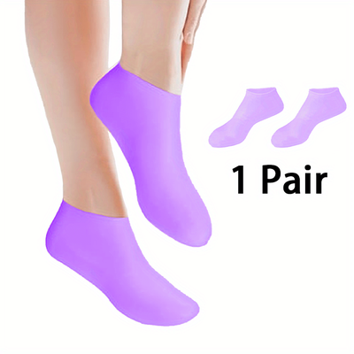 TEMU 1pair Silicone Socks For Dry Cracked Feet, Women's Foot Socks For Moisturizing, Cracked Heel Image