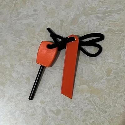 TEMU 1pc Survival Fire Starter - Waterproof Compact Emergency With Steel Wheel Flint, Orange & Gear For Camping, Hiking, (no Batteries Needed) Image