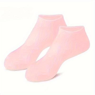 TEMU 1 Pair Silicone Moisturizing Socks - High Elasticity, Reusable Aloe-infused Spa Socks For Overnight Hydration, Anti-slip Gel Heel & Toe Design For Men And Women With Dry, Rough Skin - Image