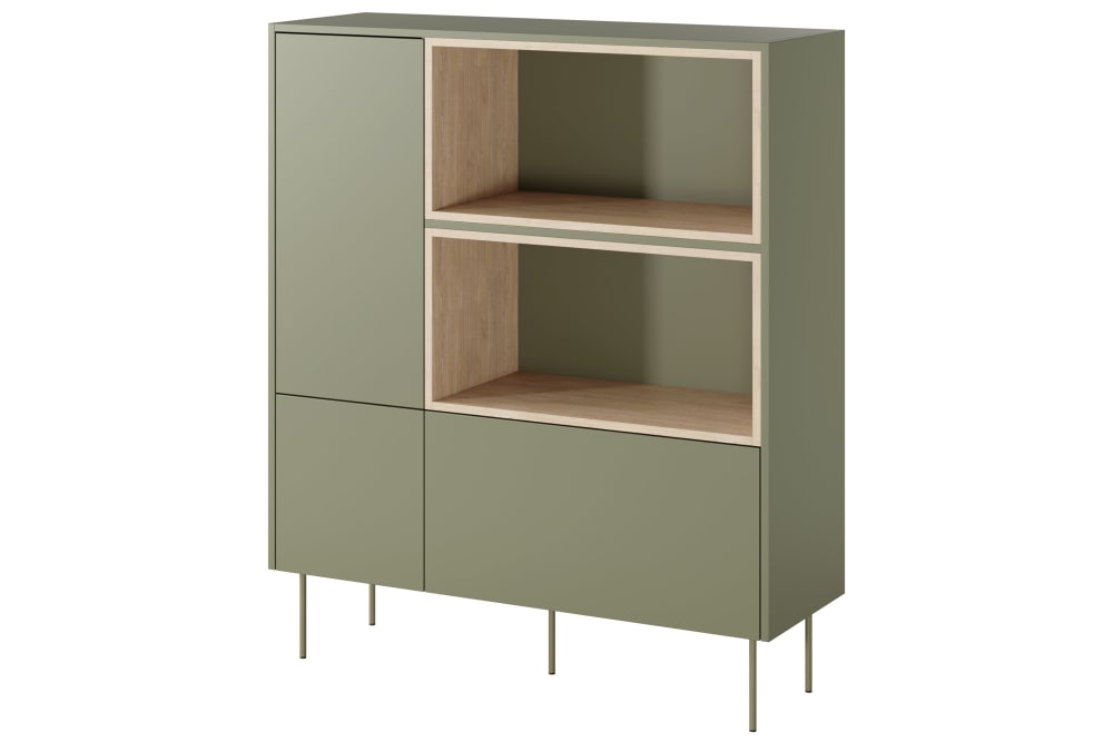 Cassettiera 2 ante 1 cassetto con piede in metallo 120x140 cm