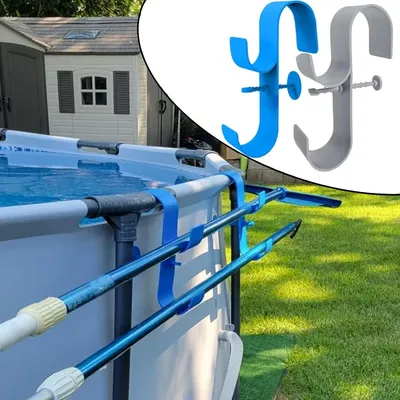 Poolside Pool Leaf Skimmer Net Holder Above Ground Pool Pole Hange Adjustable Telescopic Swimming Pole Hooks Accessories