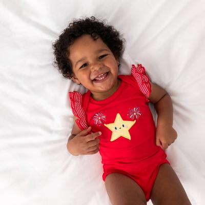 Candy Red Firework Flutter Bodysuit - 6-12 months