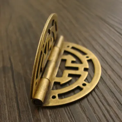2pcs Vintage Round Brass Hinges w/screws 45mm/1.77inch Hollow Pattern Old Chinese Retro Decor Wood Jewelry Box Wine Case Cabinet
