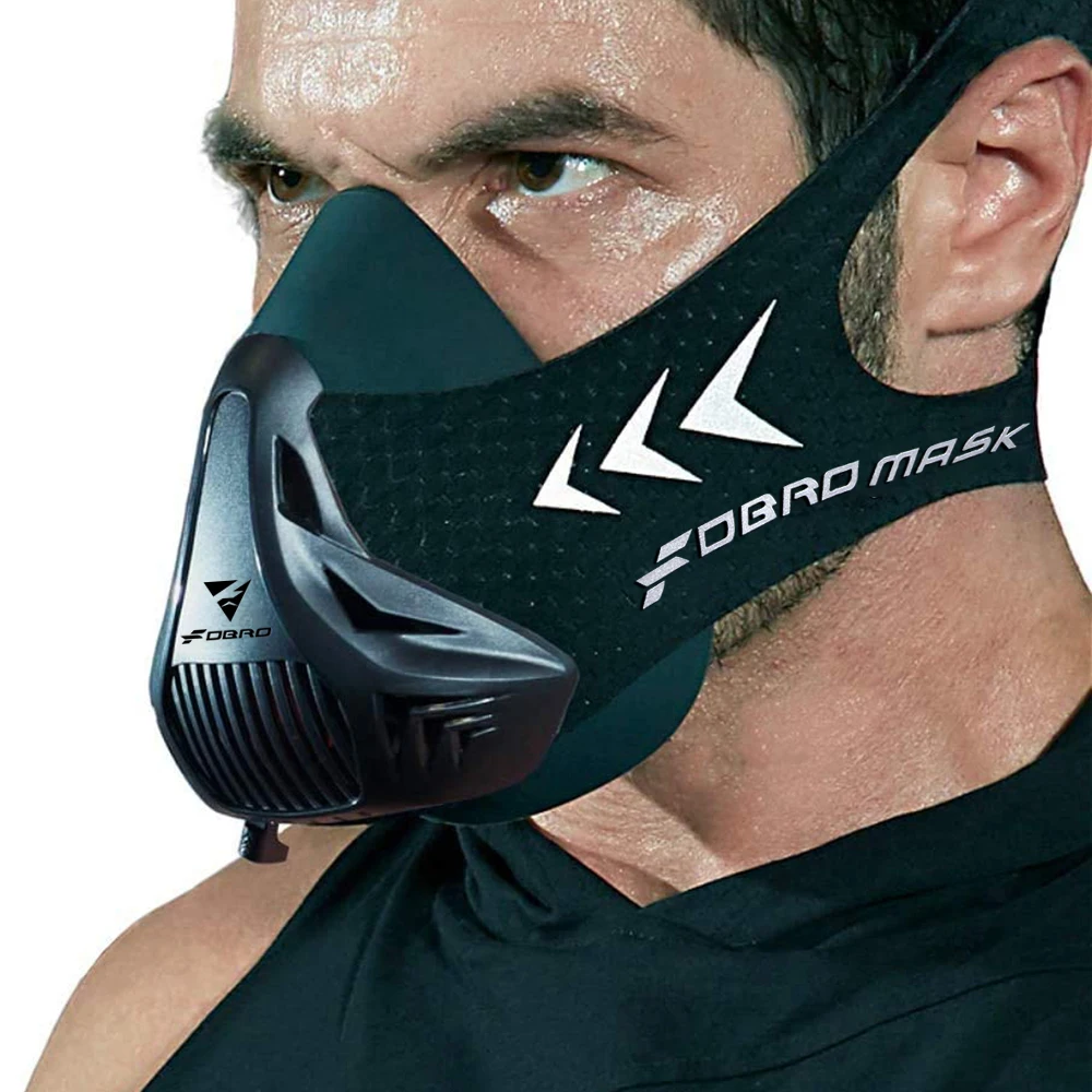 Sportmaske, schwarze Sport-Trainingsmaske, professionelle Fahrradmaske, Höhentrainingsmaske, Fit-Sport-Fahrradmaske Image